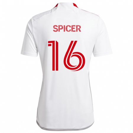 Kandiny Hombre Camiseta Tyrese Spicer #16 Blanco Rojo 2ª Equipación 2024/25 La Camisa Chile