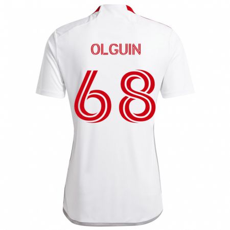 Kandiny Hombre Camiseta Lucas Olguin #68 Blanco Rojo 2ª Equipación 2024/25 La Camisa Chile