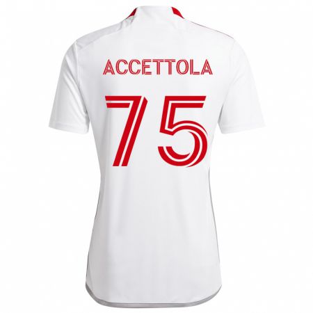 Kandiny Hombre Camiseta Luca Accettola #75 Blanco Rojo 2ª Equipación 2024/25 La Camisa Chile