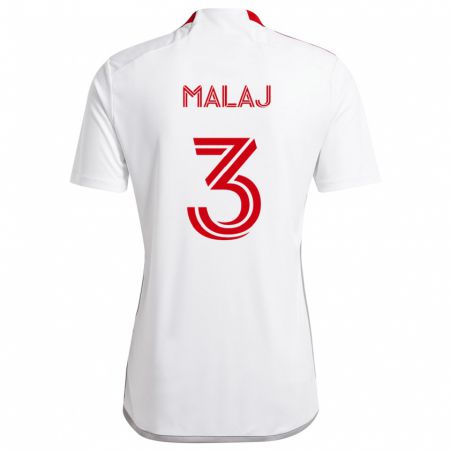 Kandiny Hombre Camiseta Albert Malaj #3 Blanco Rojo 2ª Equipación 2024/25 La Camisa Chile