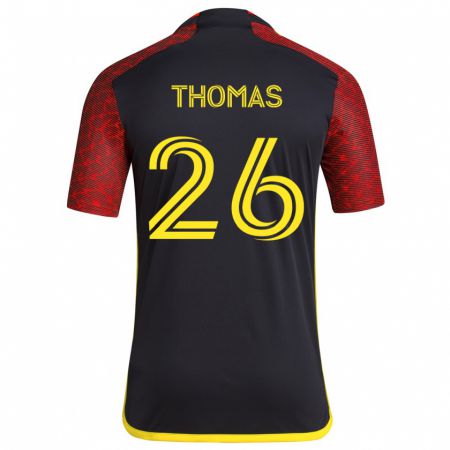 Kandiny Hombre Camiseta Andrew Thomas #26 Negro Rojo 2ª Equipación 2024/25 La Camisa Chile