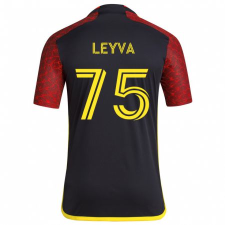 Kandiny Hombre Camiseta Danny Leyva #75 Negro Rojo 2ª Equipación 2024/25 La Camisa Chile