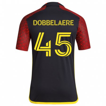 Kandiny Hombre Camiseta Ethan Dobbelaere #45 Negro Rojo 2ª Equipación 2024/25 La Camisa Chile