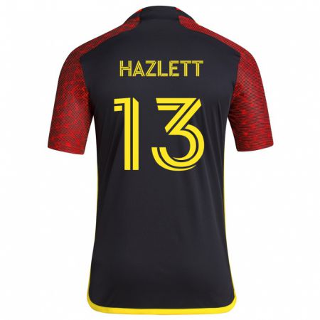 Kandiny Hombre Camiseta Kimberly Hazlett #13 Negro Rojo 2ª Equipación 2024/25 La Camisa Chile