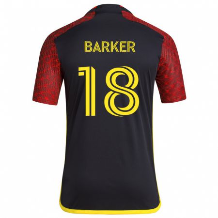 Kandiny Hombre Camiseta Alicia Barker #18 Negro Rojo 2ª Equipación 2024/25 La Camisa Chile