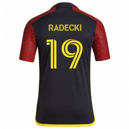 Kandiny Hombre Camiseta Taylor Radecki #19 Negro Rojo 2ª Equipación 2024/25 La Camisa Chile