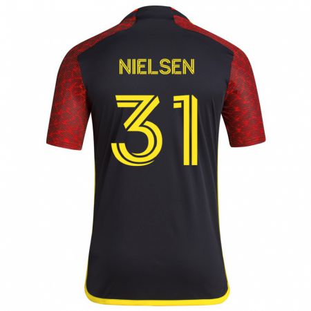 Kandiny Hombre Camiseta Madeline Nielsen #31 Negro Rojo 2ª Equipación 2024/25 La Camisa Chile