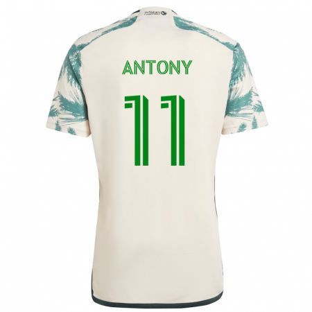 Kandiny Hombre Camiseta Antony #11 Beige Marrón 2ª Equipación 2024/25 La Camisa Chile