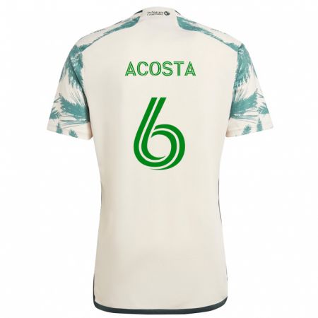 Kandiny Hombre Camiseta Bryan Acosta #6 Beige Marrón 2ª Equipación 2024/25 La Camisa Chile