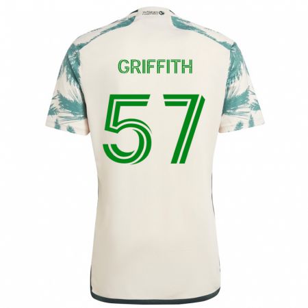 Kandiny Hombre Camiseta Víctor Griffith #57 Beige Marrón 2ª Equipación 2024/25 La Camisa Chile