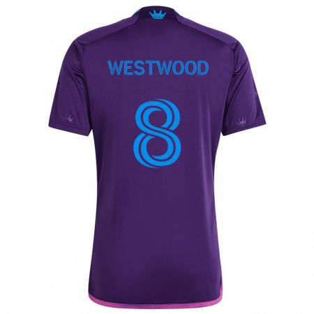 Kandiny Hombre Camiseta Ashley Westwood #8 Azul Morado 2ª Equipación 2024/25 La Camisa Chile