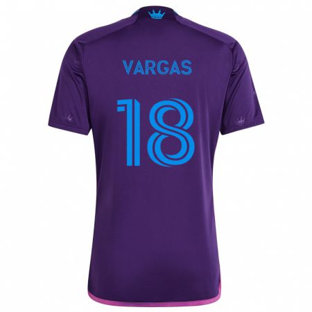 Kandiny Hombre Camiseta Kerwin Vargas #18 Azul Morado 2ª Equipación 2024/25 La Camisa Chile