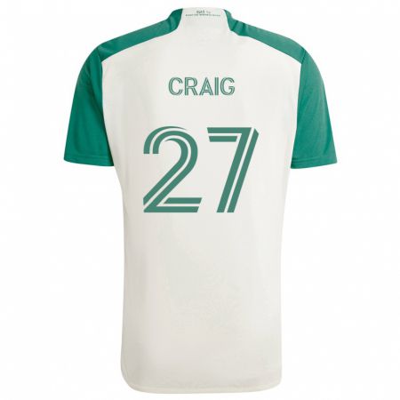 Kandiny Hombre Camiseta Brandan Craig #27 Colores Tostados Verde 2ª Equipación 2024/25 La Camisa Chile