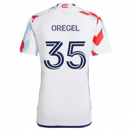 Kandiny Hombre Camiseta Sergio Oregel #35 Blanco Rojo Azul 2ª Equipación 2024/25 La Camisa Chile