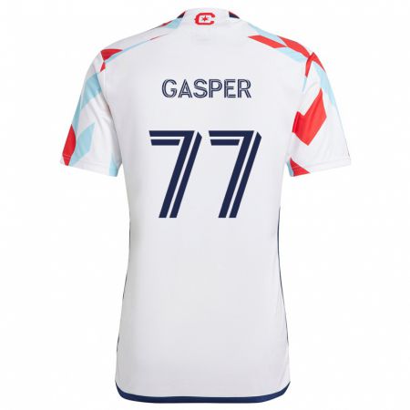 Kandiny Hombre Camiseta Chase Gasper #77 Blanco Rojo Azul 2ª Equipación 2024/25 La Camisa Chile