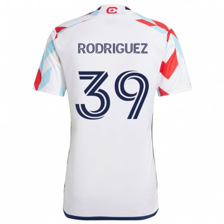 Kandiny Hombre Camiseta Allan Rodriguez #39 Blanco Rojo Azul 2ª Equipación 2024/25 La Camisa Chile