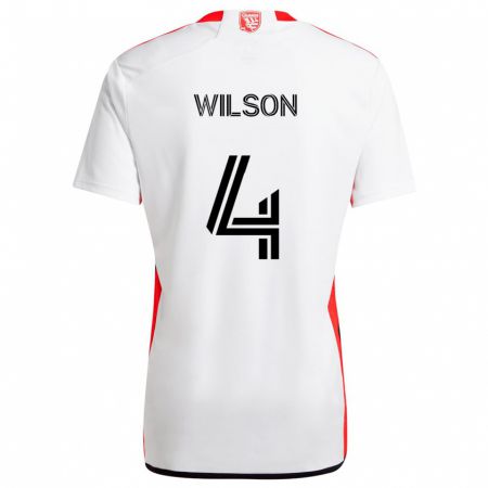 Kandiny Hombre Camiseta Bruno Wilson #4 Blanco Rojo 2ª Equipación 2024/25 La Camisa Chile