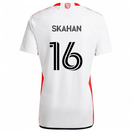 Kandiny Hombre Camiseta Jack Skahan #16 Blanco Rojo 2ª Equipación 2024/25 La Camisa Chile