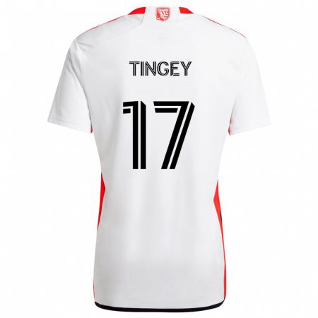 Kandiny Hombre Camiseta Keegan Tingey #17 Blanco Rojo 2ª Equipación 2024/25 La Camisa Chile