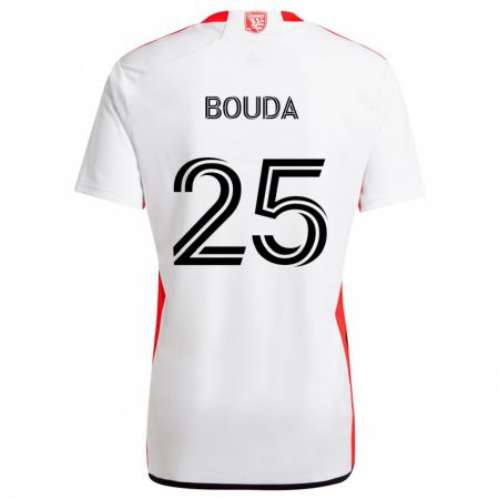 Kandiny Hombre Camiseta Ousseni Bouda #25 Blanco Rojo 2ª Equipación 2024/25 La Camisa Chile