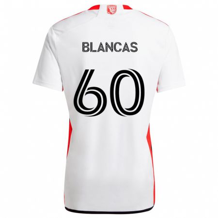 Kandiny Hombre Camiseta Eduardo Blancas #60 Blanco Rojo 2ª Equipación 2024/25 La Camisa Chile