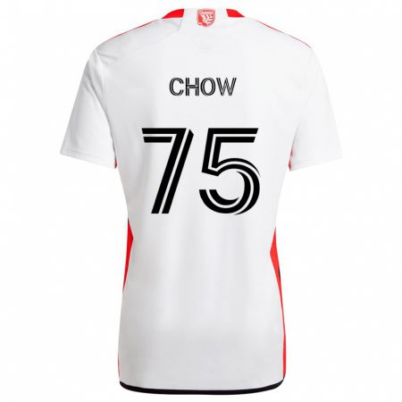 Kandiny Hombre Camiseta Alex Chow #75 Blanco Rojo 2ª Equipación 2024/25 La Camisa Chile