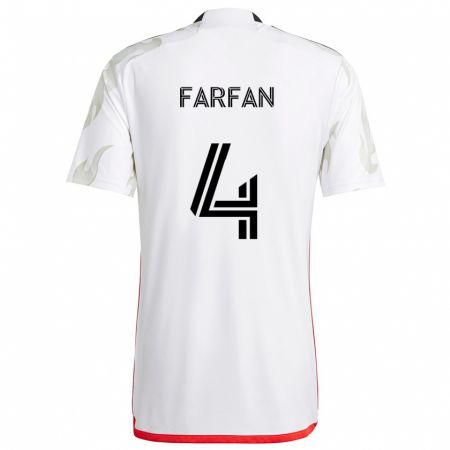 Kandiny Hombre Camiseta Marco Farfán #4 Blanco Rojo Negro 2ª Equipación 2024/25 La Camisa Chile