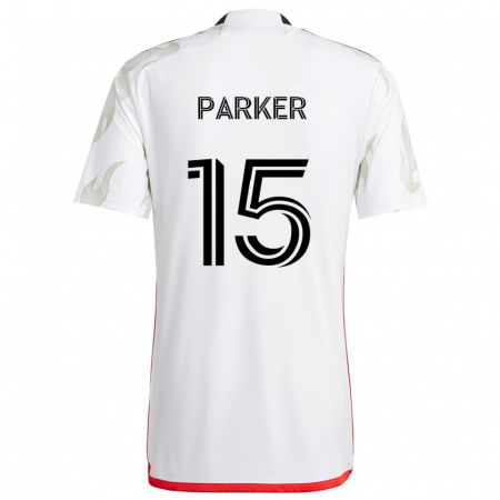 Kandiny Hombre Camiseta Isaiah Parker #15 Blanco Rojo Negro 2ª Equipación 2024/25 La Camisa Chile