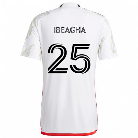 Kandiny Hombre Camiseta Sebastien Ibeagha #25 Blanco Rojo Negro 2ª Equipación 2024/25 La Camisa Chile