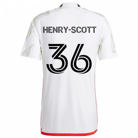 Kandiny Hombre Camiseta Malik Henry-Scott #36 Blanco Rojo Negro 2ª Equipación 2024/25 La Camisa Chile