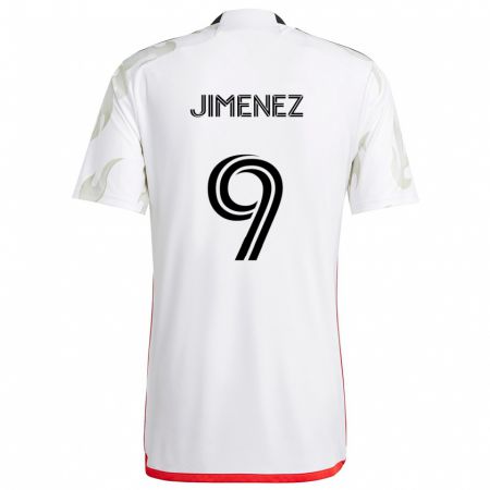 Kandiny Hombre Camiseta Jesús Jiménez #9 Blanco Rojo Negro 2ª Equipación 2024/25 La Camisa Chile