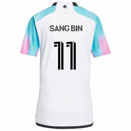 Kandiny Hombre Camiseta Sang-Bin Jeong #11 Blanco Azul Negro 2ª Equipación 2024/25 La Camisa Chile