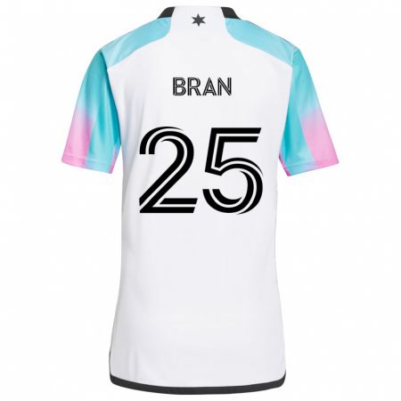 Kandiny Hombre Camiseta Alejandro Bran #25 Blanco Azul Negro 2ª Equipación 2024/25 La Camisa Chile