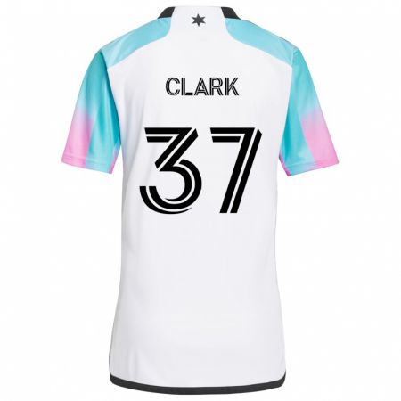 Kandiny Hombre Camiseta Caden Clark #37 Blanco Azul Negro 2ª Equipación 2024/25 La Camisa Chile