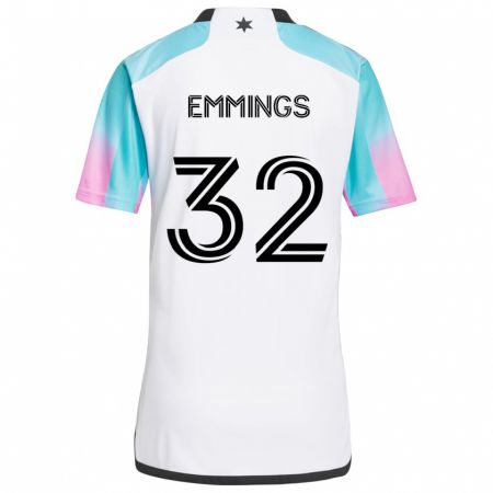 Kandiny Hombre Camiseta Fred Emmings #32 Blanco Azul Negro 2ª Equipación 2024/25 La Camisa Chile