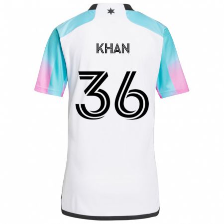 Kandiny Hombre Camiseta Molik Khan #36 Blanco Azul Negro 2ª Equipación 2024/25 La Camisa Chile