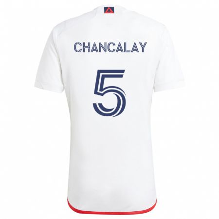 Kandiny Hombre Camiseta Tomás Chancalay #5 Blanco Rojo 2ª Equipación 2024/25 La Camisa Chile