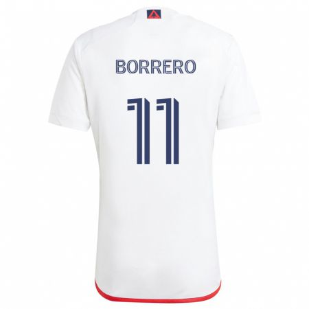 Kandiny Hombre Camiseta Dylan Borrero #11 Blanco Rojo 2ª Equipación 2024/25 La Camisa Chile