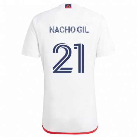 Kandiny Hombre Camiseta Nacho Gil #21 Blanco Rojo 2ª Equipación 2024/25 La Camisa Chile