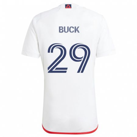 Kandiny Hombre Camiseta Noel Buck #29 Blanco Rojo 2ª Equipación 2024/25 La Camisa Chile