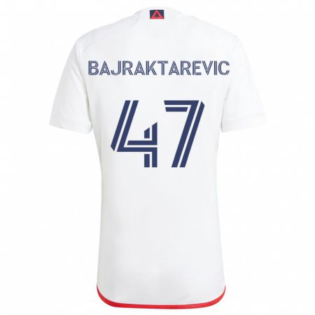 Kandiny Hombre Camiseta Esmir Bajraktarević #47 Blanco Rojo 2ª Equipación 2024/25 La Camisa Chile