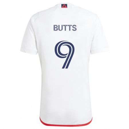 Kandiny Hombre Camiseta Liam Butts #9 Blanco Rojo 2ª Equipación 2024/25 La Camisa Chile