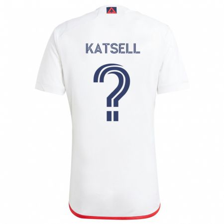 Kandiny Hombre Camiseta Levi Katsell #0 Blanco Rojo 2ª Equipación 2024/25 La Camisa Chile