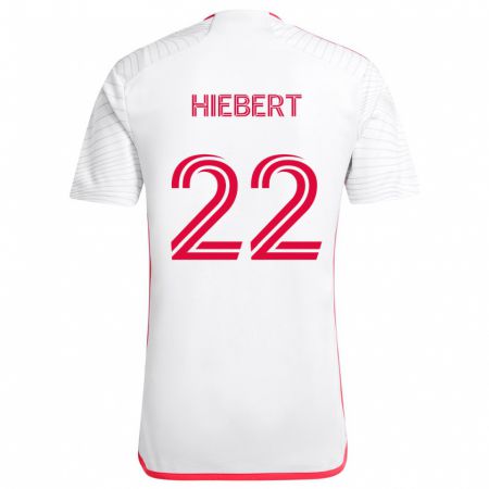 Kandiny Hombre Camiseta Kyle Hiebert #22 Blanco Rojo 2ª Equipación 2024/25 La Camisa Chile