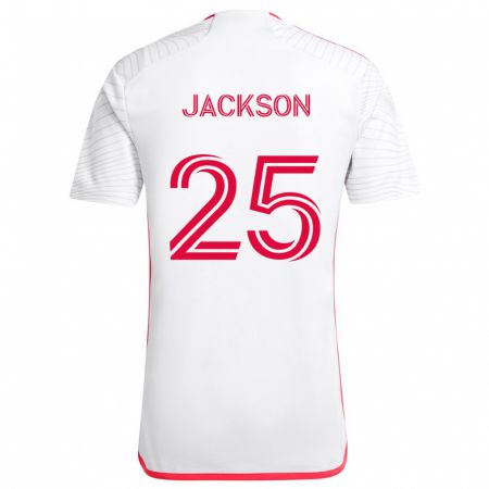 Kandiny Hombre Camiseta Aziel Jackson #25 Blanco Rojo 2ª Equipación 2024/25 La Camisa Chile