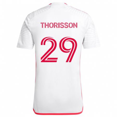 Kandiny Hombre Camiseta Nökkvi Thórisson #29 Blanco Rojo 2ª Equipación 2024/25 La Camisa Chile