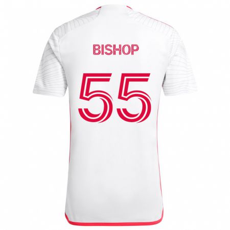 Kandiny Hombre Camiseta Nick Bishop #55 Blanco Rojo 2ª Equipación 2024/25 La Camisa Chile