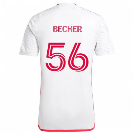 Kandiny Hombre Camiseta Ryan Becher #56 Blanco Rojo 2ª Equipación 2024/25 La Camisa Chile