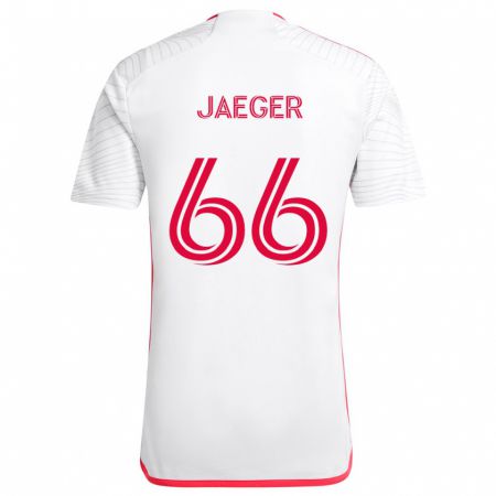 Kandiny Hombre Camiseta Kai Jaeger #66 Blanco Rojo 2ª Equipación 2024/25 La Camisa Chile