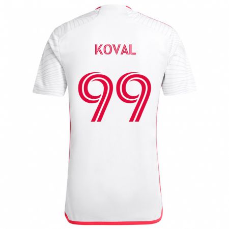 Kandiny Hombre Camiseta Stanislav Koval #99 Blanco Rojo 2ª Equipación 2024/25 La Camisa Chile